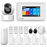 Système d'alarme domestique, système d'alarme sans fil 4G wifi avec caméra de surveillance 1080p, alarme antivol domestique à écran tactile 4.3 'compatible avec Alexa Google Home