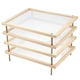 Richolyn Secado Hierbas Secado Pasta Madera, Secador Alimentos apilable Madera con Red, Herramienta deshidratación confiable Almacenamiento Frutas