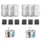 Fuente para Gatos Acero Inoxidable 12 Filtro: 6 Filtros de Carbón + 6 Filtros de Espuma - Filtración Múltiple - Purificación de la Calidad del Agua - Adecuado para GIOTOHUN 2.2L Bebedero Gatos