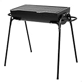 AKTIVE Barbacoa portátil carbón, 91x33x71 cm, Negro mate, Parrilla de acero inoxidable, Superficie amplia, Estructura metálica, 4 patas, Asas laterales transporte (63111)