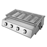 CLEADONG Barbacoa de gas combinada, asador de gas profesional, quemador de acero inoxidable para gas licuado, barbacoa de mesa, barbacoa de propano y gas, barbacoa de gas propano, barbacoa de 58 x 40