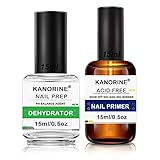 KANORINE primer uñas semipermanente - 15ml deshidratador y primer para uñas profesional para uñas de acrílico Uñas de gel Primer uñas sin ácido y deshidratador para uñas Adecuado para señoras DIY