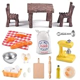 Accesorios Cocinita Infantil, 24pcs Mini Accesorios de Cocina, Miniatura Accesorios Cocina Set Incluyendo Mesa, sillas, Rodillo, Panel, Cesta de Huevos Juguetes Educativos para Niños y Niñas