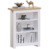 Estantería Arlington de Vida Designs, moderna, con 3 niveles, estantes para exhibición, almacenamiento, muebles MDF, blanco.