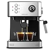 Cecotec Cafetera Express Power Espresso 20 Professionale. 850 W, 20 Bares, Manómetro, Depósito de 1,5L, Brazo Doble Salida, Vaporizador, Superficie Calientatazas, Acabados en Acero Inoxidable