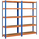 Yaheetech 2pcs Estanterías Metálica de Almacenaje 180x90x40cm Estanteria Trastero Estante Industrial de 5 Niveles para Garaje Taller Carga de 875 kg Naranja y Azul