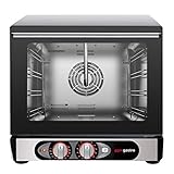 GGM Gastro Horno de convección culinario - Controles Manuales de Temperatura - Función de Vapor - 4 Bandejas - 2.9 kW - Acero Inoxidable Premium - Ergonómico - Negro - EHODV4