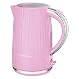 Russell Hobbs Hervidor de Agua Eléctrico, para agua caliente, té o café, 1,7 l, tapa de apertura por presión, filtro extraíble y lavable, detalles cromados, rosa, 2400 W, Eden 27362-70