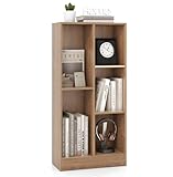 COSTWAY Estanteria de 5 Cubos, Libreria Estanteria, 2 Juegos Antivuelco, Estanteria Madera Salón Dormitorio Habitación, 50 x 24 x 104 cm (Natural)