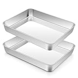 Joyfair Bandeja para hornear, 2 unidades, acero inoxidable, bandeja para horno, rectangular profunda para hornear, servir/asar, no tóxica y saludable, apta para horno y lavavajillas, 26,5 x 20,5 x 5