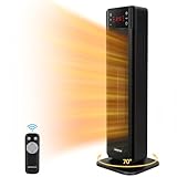 Aigostar Calefactor Cerámico PTC, Mando a Distancia, 2000W, Pantalla LED, 4 Modos y Función ECO, Ahorro de Energía, Temporizador 24 Horas, Silencioso, Oscilación 70º, Color Negro, 20m2, Sunniva