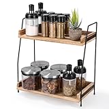 Organizador de Café, Especiero Organizador para Cocina, 2 Niveles, Estacion de Cafe Organizacion de Madera, Kitchen Organizer Countertop Shelf, Organizador Encimera para Cocina, Hogar, Oficina