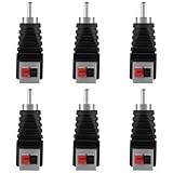 AXFEE Adaptador de Cable RCA a Altavoz, 6 Piezas RCA Macho Conector Adaptador, Phono RC-A Macho a AV, Audio Video Conector Adaptad-or, para Sistema de Cámara de Seguridad CCTV