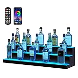 VEVOR Estante de Exhibición Comercial de Botellas de Licor Iluminado con LED, 3 Niveles, Estantes Acrílicos Bebidas con Control Remoto RF y Aplicación e Iluminación Multicolor, 1015 x 300 x 250 ± 5 mm