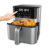 Cecotec Freidora de Aire sin Aceite de 8 L Cecofry Supreme 8000 Air Fryer. 1800 W, Panel Táctil, 30º-200 ºC, 10 Modos Preconfigurados, Pre-heat, Alerta, Acabados en Acero Inoxidable