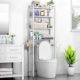 Kalrin Estante de Baño, Estante Multifuncional Ajustable de 4 Niveles para el Baño, Estante sobre el Inodoro con Cestas, Estante Ahorra Espacio, Fácil de Montar - Blanco