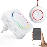 COTINSE Botón de Llamada de Emergencia para Ancianos, Tuya WiFi Smart SOS Botón de Emergencia Inalámbrico Llamada de Emergencia Cuidado de Ancianos Alarma de Pánico