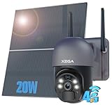 Xega 3G/4G LTE Cámara Vigilancia Exterior con 20W Panel Solar 20.000 mAh Batería SIM Cámara de Seguridad Sin Cable 2K PTZ [Grabación 24/7], Visión Nocturna En Color, Detección De Movimiento PIR,IP66