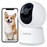 LAXIHUB Cámara Vigilancia Interior 1080P, Camara para Perros con Aplicación 355°, 2.4GHz WiFi Cámara con Visión Nocturna, Audio Bidireccional, Cámara en Casa para Mascotas/Bebé, Compatible con Alexa