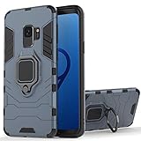 COTDINFOR Caso para Samsung Galaxy J4 Plus 2018 Funda Silicone TPU + Hard PC Bumper Shell 360 Degree Rotating Metal Ring Magnetic Lock Car Mount Thin Armor Carcaso para Galaxy J4 Plus Blue- KK.