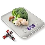 PORTENTUM - Peso de Cocina con Pantalla LCD, Acero Inoxidable, Balanza cocina precisa de 1 gramo a 5 kg/11 lbs