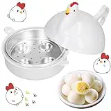 Wohlstand Huevera Cocedor,Cocedor de Huevos para Horno microondas13.3 * 15.7 * 15.7cm,Blanco,4 Huevo