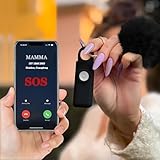 Llavero alarma antipinchazos, dispositivo antiagresión SOS llamada automática, envío instantáneo posición GPS, sirena 130 dB, defensa personal y autodefensa para mujeres, niños y ancianos (negro)