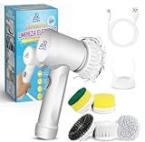 Alpex© Cepillo De Limpieza Electrico | Escoba Giratoria para Hogar | Incluye 5 Accesorios Reemplazables | Recargable | Cleaning Brush para Baño/Cocina/Coche