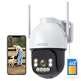 CAYVIS 2.5K 4MP 3G/4G LTE Cámara Vigilancia Exterior con Tarjeta Sim, PTZ IP Cámara Seguridad Sin WiFi, Detección Humana con Seguimiento Automático, Visión Nocturna Color, Audio Bidireccional,IP66