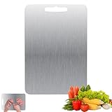 Tabla de cortar de titanio,tabla de cortar de acero inoxidable 304 por ambos lados,tabla de cortar de doble cara apta para uso alimentario sin BPA,para cortar carne,pan,verduras,frutas (34 x 23 cm)