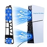 Tolesum Ventilador de refrigeración para PS5 Slim con luz LED Colorida, Ventilador Silencioso con Control de Temperatura para Consola PS5 Slim DE/UHD, 3 Modos - Negro -No para PS5/PS5 Pro