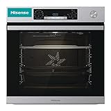 Hisense BSA66226AX Horno Multifunción con Vapor + Función Freidora de Aire sin Aceite, Gran Capacidad 77L,Cocción Simultanea 5 Niveles, ventilador XXL, Pizza mode 300º, Puertas removibles Inox