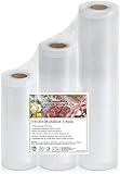 Rollos de papel de vacío: bolsas de vacío KitchenBoss para máquina de envasado al vacío, 15/20/28 x 500 cm, lámina de sellado para máquina de soldadura de láminas, sin BPA, 3 rollos