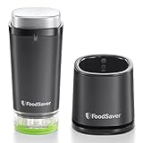 FoodSaver Envasadora al vacío de alimentos inalámbrica y portátil | con base de carga, 1 recipiente para conservar y marinar, y 5 bolsas con cremallera para contenidos frescos [VS1199X]