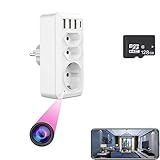 Firstoy Cámara oculta, Enchufe UE con 3 interfaz USB y puerto tipo C, Adaptador HD WiFi UE con visión nocturna y función de visualización remota, monitoreo para seguridad interior