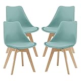 Juego de sillas de Comedor 81 x 49 x 57 cm Silla tapizada en Cuero sintético Patas de Madera de Haya Sillas de Cocina Set de 4 sillas Color Verde Menta