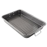 Chef Pomodoro Sartén Grande Antiadherente de Acero Al Carbono Con Estante Para Asar Pavo, Plana Para Horno y Utensilios