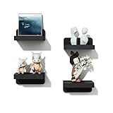 SRIWATANA Estantería de Pared pequeña de Madera Blanca de 10 cm, Juego de 4 Mini estantes de Pared, decoración Moderna para Cocina, Dormitorio, baño, Sala de Estar (Negro Envejecido)