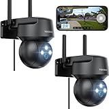 TOAIOHO 2 Piezas 2K Cámara Vigilancia WiFi Exterior/Interior, Cámara Vigilancia, Visión Nocturna Colorida, Protección Completa de 360 °, Audio Bidireccional, Alerta de Movimiento, Android/iOS,Negro