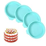 Moldes Tartas Silicona, 4 pcs 6 inch Molde de Silicona para Bizcocho, Molde Tarta Silicona, Molde Silicona Bizcocho, Perfecto para hacer deliciosos pasteles en capas de forma