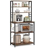 VASAGLE EstanterÍa de Cocina, EstanterÍa de PanaderÍa, 6 Estantes y 6 Ganchos, para Microondas, Marco de Acero, Industrial, 40 x 80 x 167 cm, MarrÓn RÚstico y Negro KKS019B01