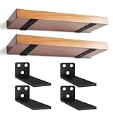4 Piezas Soporte Estanteria Pared, 10cm Pesado Escuadras para Estanterias Flotante con Tornillos, Soporte Balda Flotante Pared Invisibles para Cocina | Dormitorio (Negro) 4in