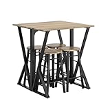 SoBuy OGT24-N Set Mesa Alta Plegable y 4 Taburetes Desayuno Muebles Bar Comedor ES (4 Taburetes)