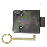 Amig - Cerradura de Embutir Para Mueble - Entrada a 30 mm - Incluye Llave de Gorja - Sistema de Cierre para Mesas, Armarios y Pequeños Muebles - Latón Dorado Mate