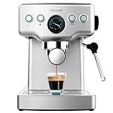 Cecotec Cafetera Express Barista Power Espresso 20 Barista Mini. 1465 W, 20 Bares, Manometro y ThermoblocK, Vaporizador Orientable y Brazo con Doble Salida, 1,8 L de Capacidad