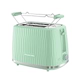 Russell Hobbs Tostadora para 2 rebanadas, 6 niveles tueste, función de extraelevación, descongelar, recalentar y cancelar, bandeja recogemigas, calientapanecillos, verde pistacho, Eden 27374-56