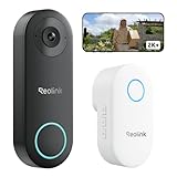 Reolink 2K+ Timbre con Camara Exterior, 2,4/5GHz, Detección/Alerta de Personas Inteligente, Visión Nocturna, Audio Bidireccional, IP65 Impermeable, Admite Tarjeta microSD/Nube, Video Doorbell WiFi