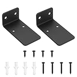 2 Piezas Soporte Estanteria Pared Flotante, 90mm Soportes para Estantes Baldas Invisibles, Soportes de Estante Flotante de L, Escuadras para Estanterias Madera para Estantería Estante, Negro