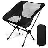 AQXONG Silla de Camping Plegable, Capacidad de Carga 110 kg Silla Portátil para Exteriores con Bolsa de Almacenamiento, Ligera y Compacta, Adecuada para Picnic, Camping, Viajes, Pesca, Paya - Negro