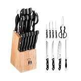 RENBERG Tenessy | Cuchillos de Cocina | Set Completo de 15 Piezas con Tacoma de Madera | Perfectos para Cortar Todo Tipo de Ingredientes | Cocina Profesional | Fabricados en Acero Inoxidable